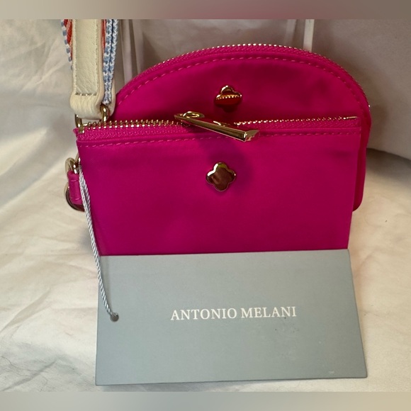 ANTONIO MELANI Handbags - 🩷 NWT ANTONIO MELANI 2Pk Nylon Wristlet Key Charm Coin Pouch Hot Pink/Gold🩷